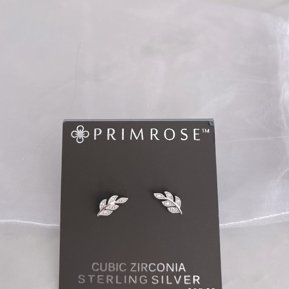 CZ Leaf Earrings - Picture 2 of 6